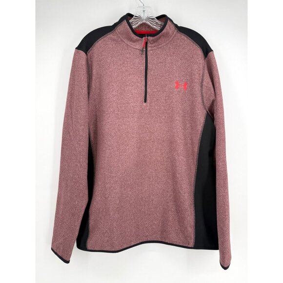 Under Armour 1/2 Zip Performance Fleece Pullover Sweater Mens Maroon/Black M - Picture 1 of 13